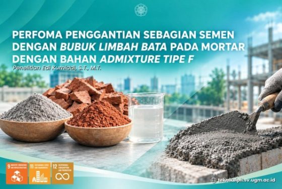 Teliti Penggantian Sebagian Semen dengan Bubuk Limbah Bata pada Mortar Berbahan Admixture Tipe F, Dosen SV UGM Dorong Material Konstruksi Ramah Lingkungan (Bagian II)